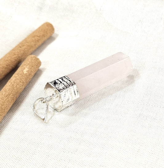 Rose Quartz Pencil Pendant - Stone of Unconditional Love