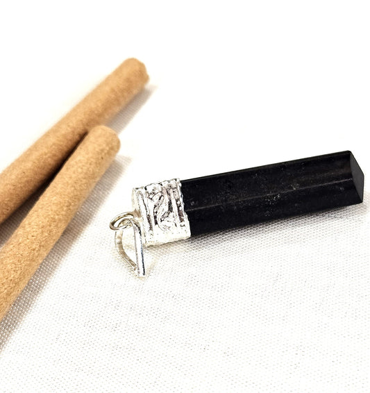Black Tourmaline Pencil Pendant - Shield of Protection