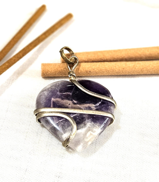 Amethyst Heart Pendant - Stone of Spiritual Wisdom & Protection