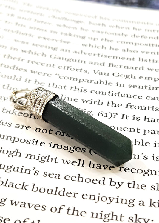 Green Jade Pencil Pendant - Stone of Luck, Prosperity & Harmony