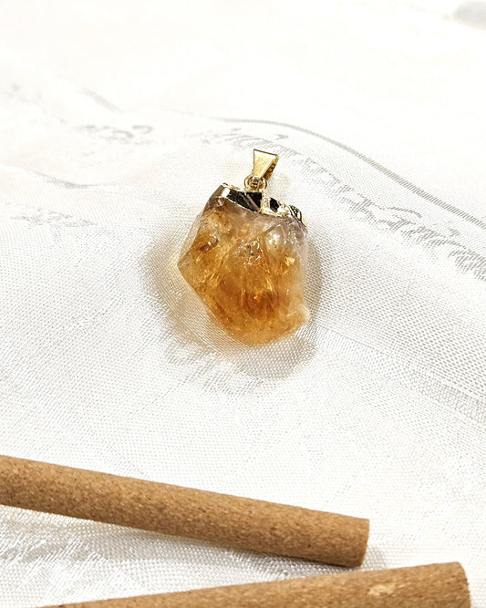 Citrine Uncut Pendant - The Stone of Abundance & Joy