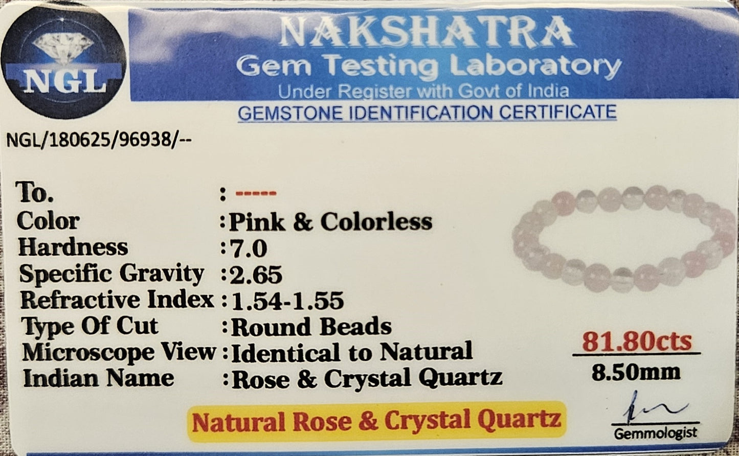 Rose & Clear Quartz Bracelet - Harmony of Love and Clarity