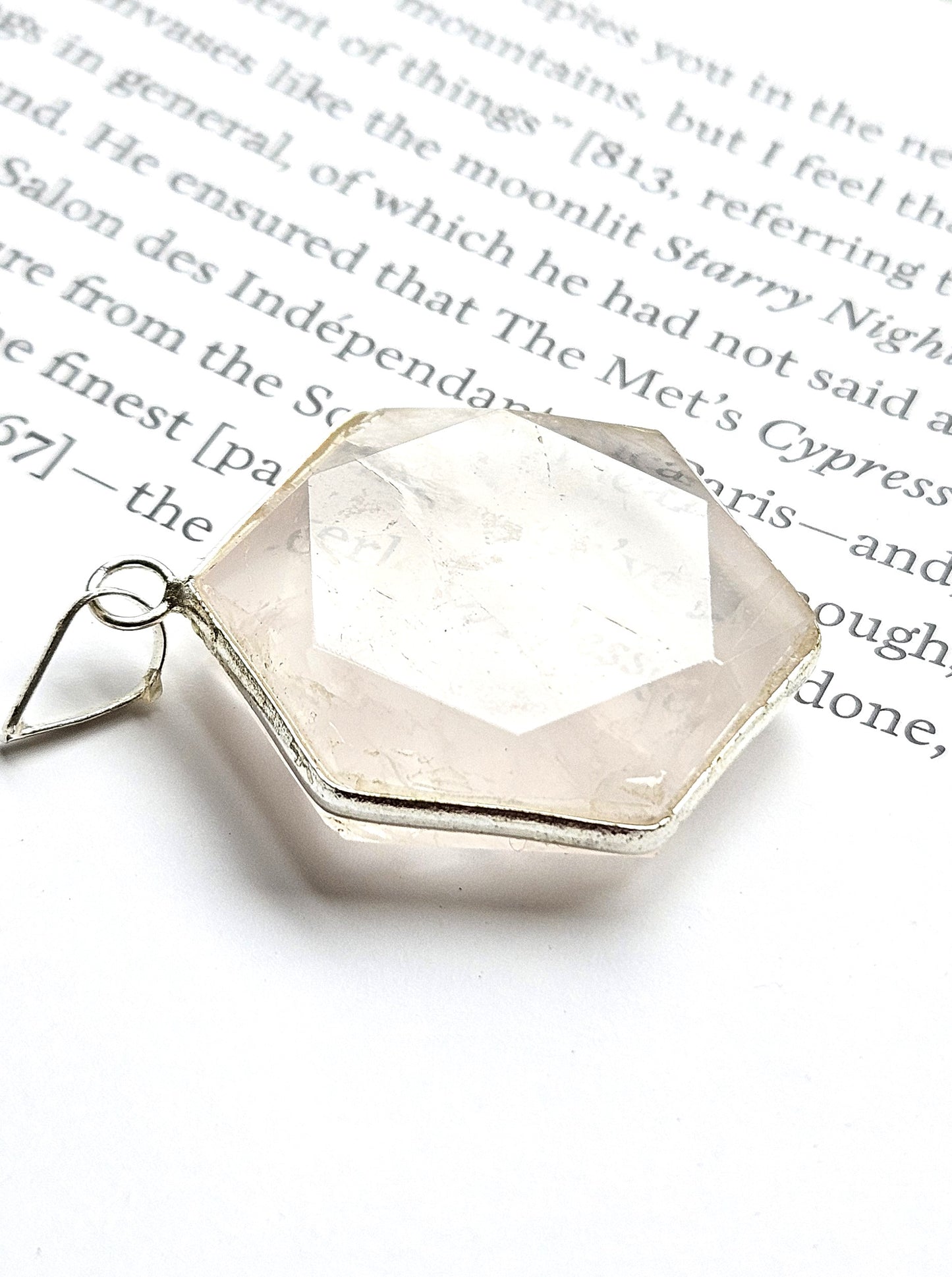 Rose Quartz Hexagon Pendant - Stone of Love & Compassion