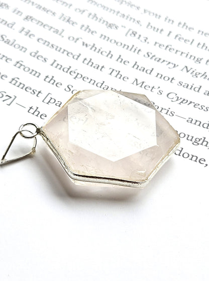 Rose Quartz Hexagon Pendant - Stone of Love & Compassion