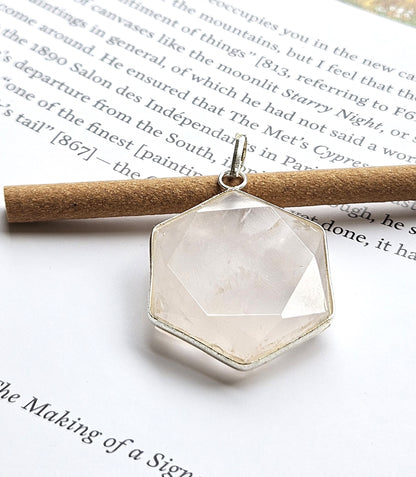 Rose Quartz Hexagon Pendant - Stone of Love & Compassion