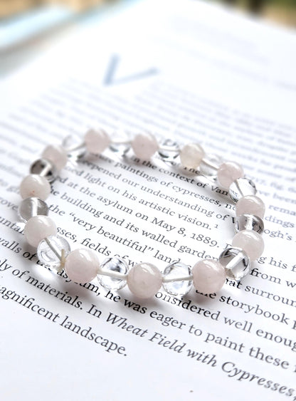 Rose & Clear Quartz Bracelet - Harmony of Love and Clarity