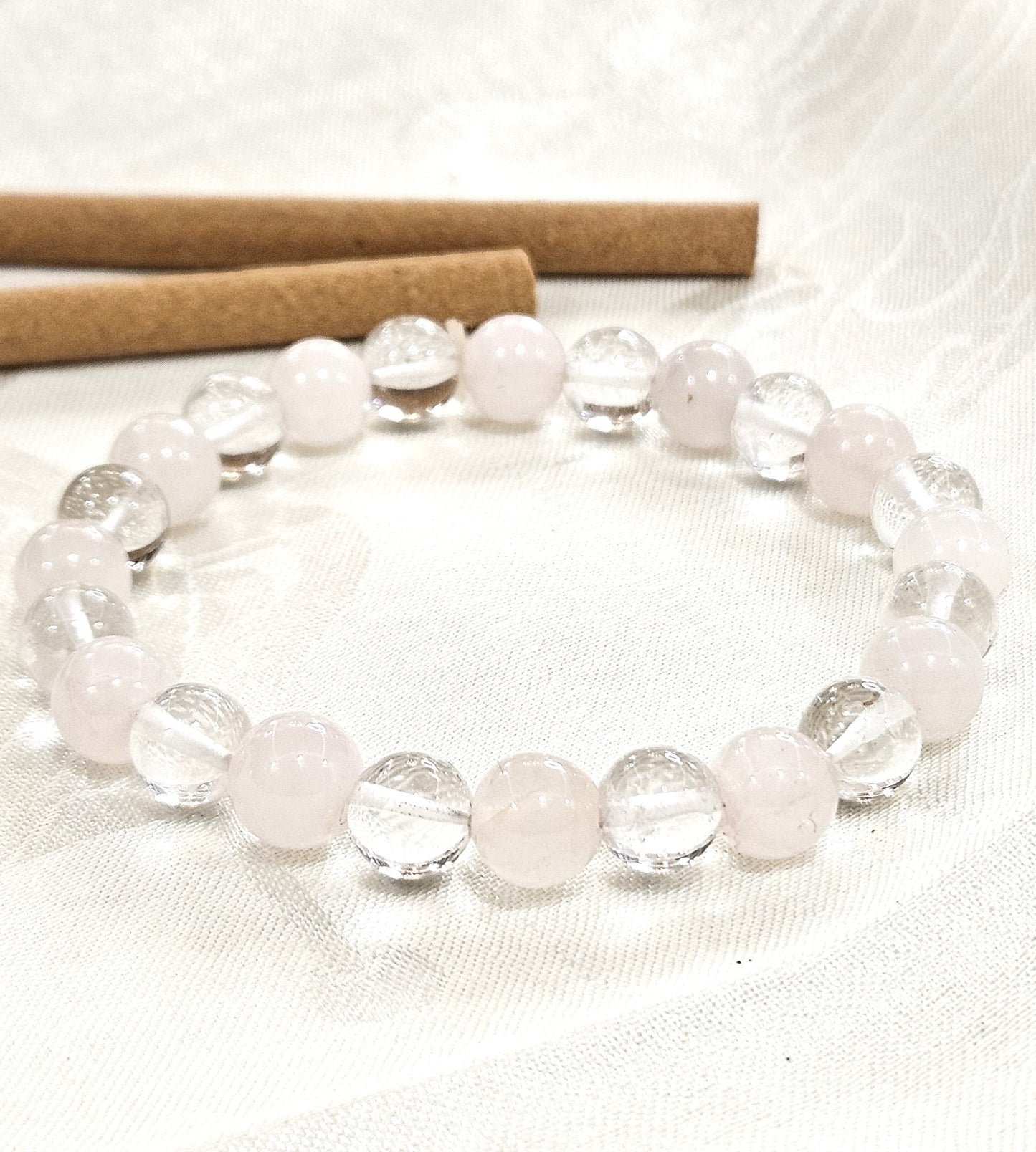Rose & Clear Quartz Bracelet - Harmony of Love and Clarity