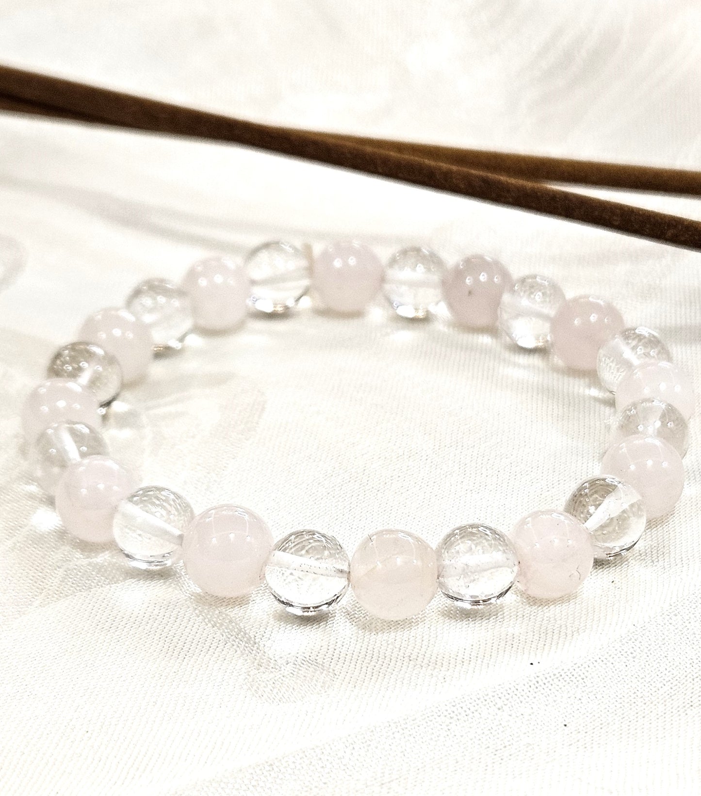 Rose & Clear Quartz Bracelet - Harmony of Love and Clarity