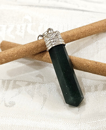 Green Jade Pencil Pendant - Stone of Luck, Prosperity & Harmony
