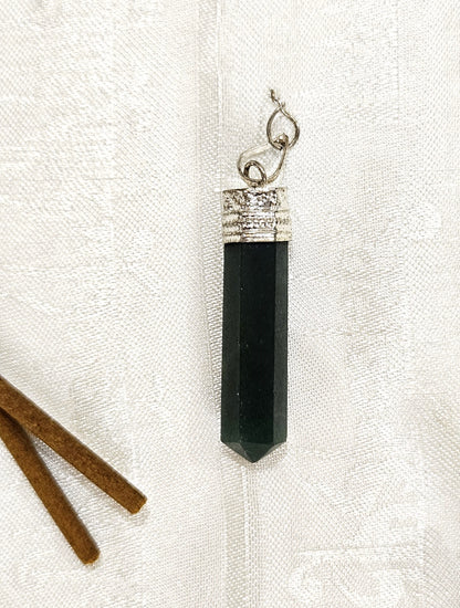 Green Jade Pencil Pendant - Stone of Luck, Prosperity & Harmony