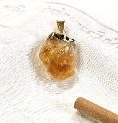 Citrine Uncut Pendant - The Stone of Abundance & Joy