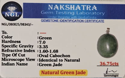 Green Jade Oval Pendant - Stone of Abundance & Harmony